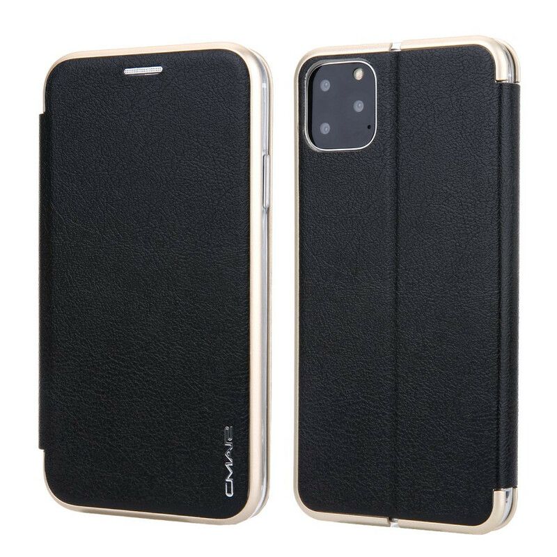 Cover iPhone 11 Pro Flip Cover Imiteret Læder Cmai2 Metalliske Kanter