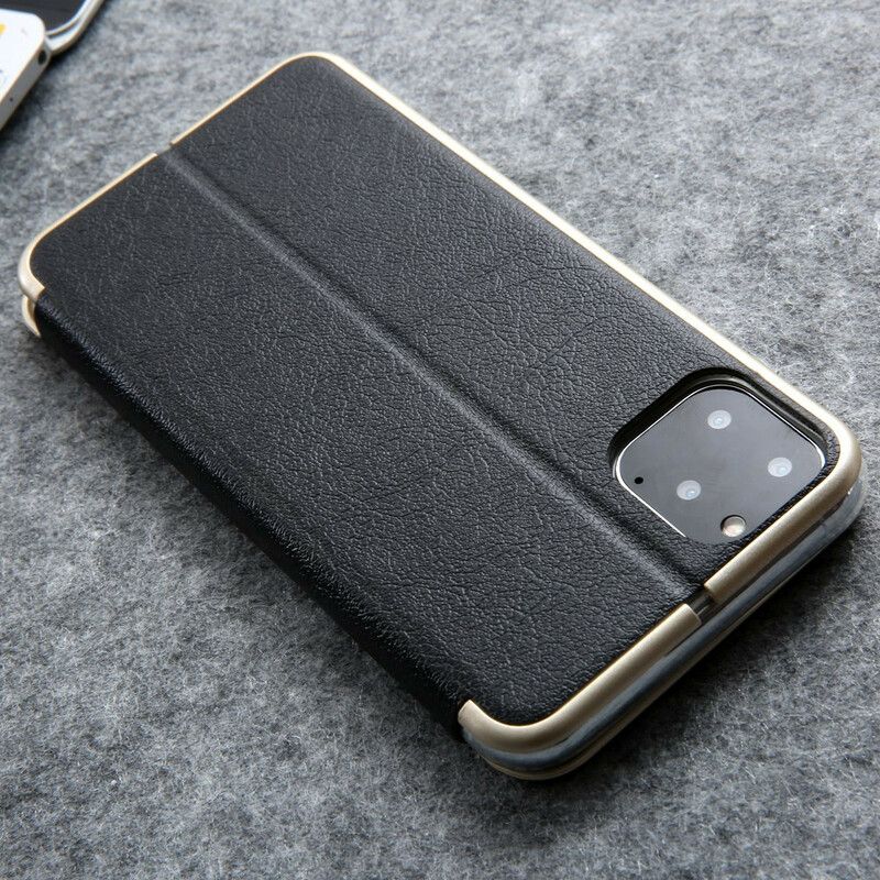 Cover iPhone 11 Pro Flip Cover Imiteret Læder Cmai2 Metalliske Kanter