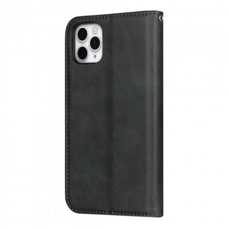 Cover iPhone 11 Pro Flip Cover Tofarvet Lædereffekt Med Rem