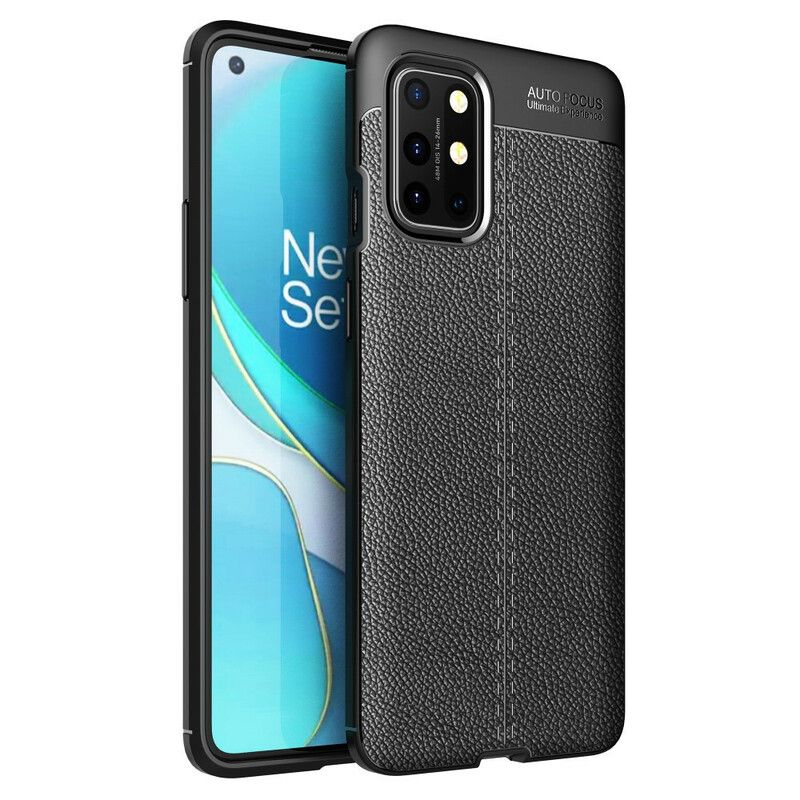 Cover OnePlus 8T Dobbelt Linje Litchi Lædereffekt