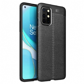 Cover OnePlus 8T Dobbelt Linje Litchi Lædereffekt