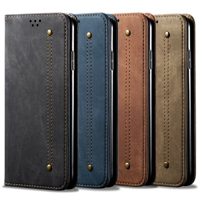 Cover OnePlus 8T Flip Cover Imiteret Læder Jeans Tekstur