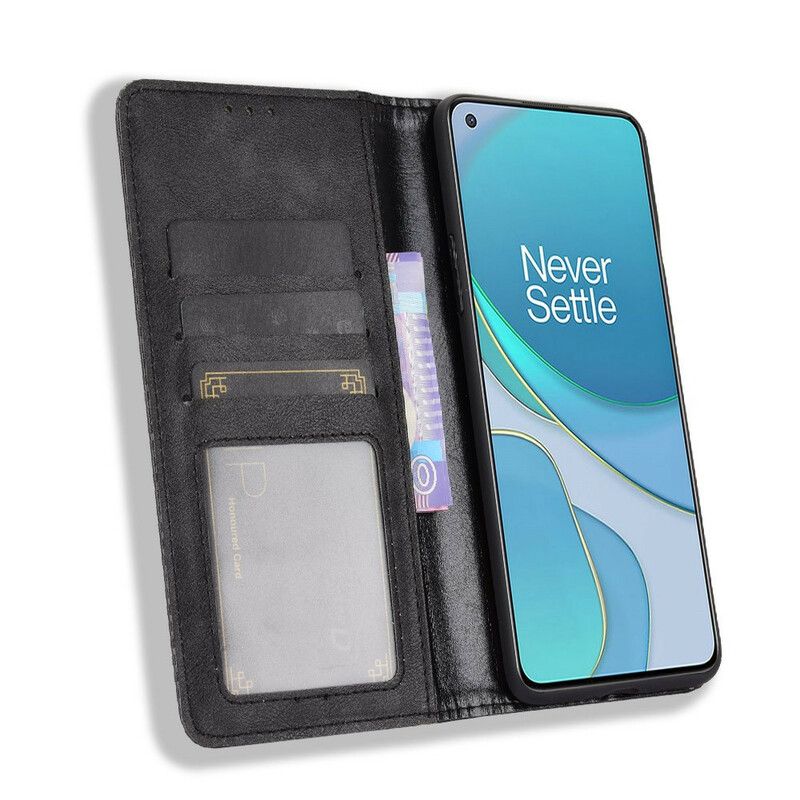 Cover OnePlus 8T Flip Cover Vintage Stiliseret Lædereffekt