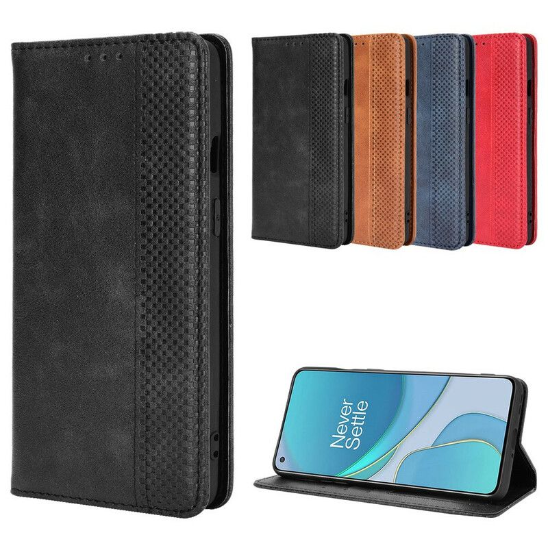 Cover OnePlus 8T Flip Cover Vintage Stiliseret Lædereffekt