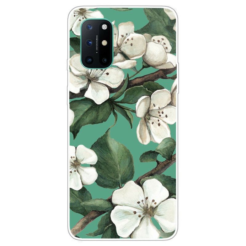 Cover OnePlus 8T Hvide Malede Blomster