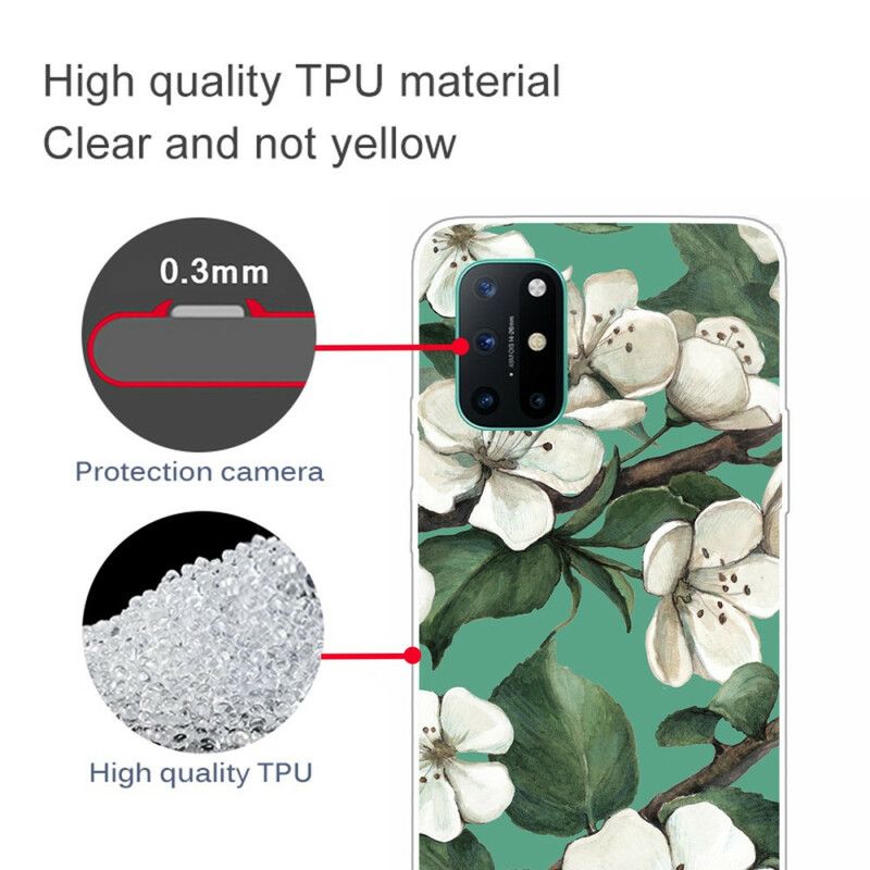 Cover OnePlus 8T Hvide Malede Blomster