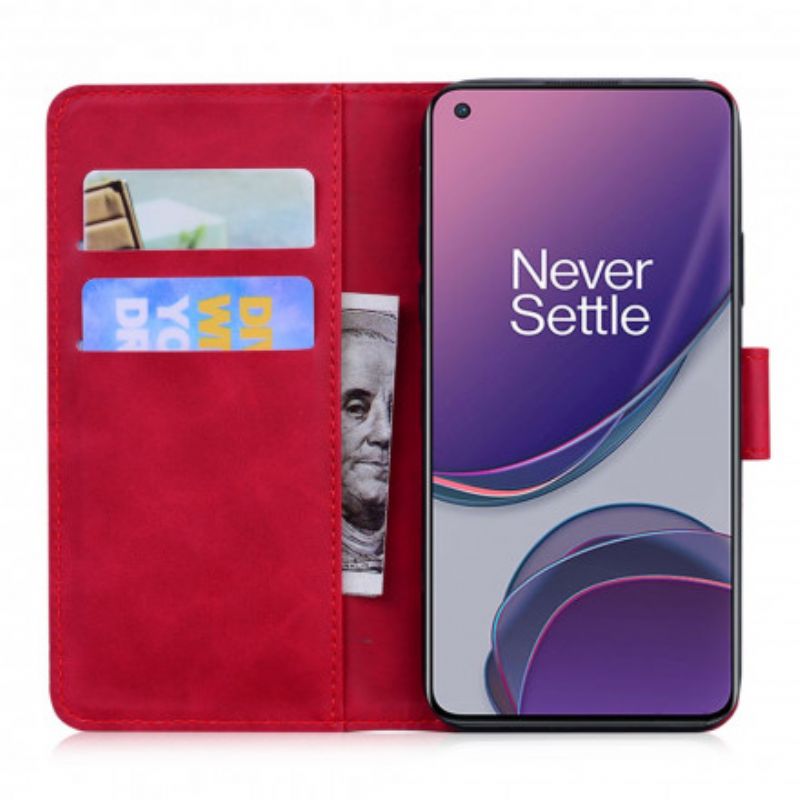 Flip Cover OnePlus 8T Monokrom Lædereffekt