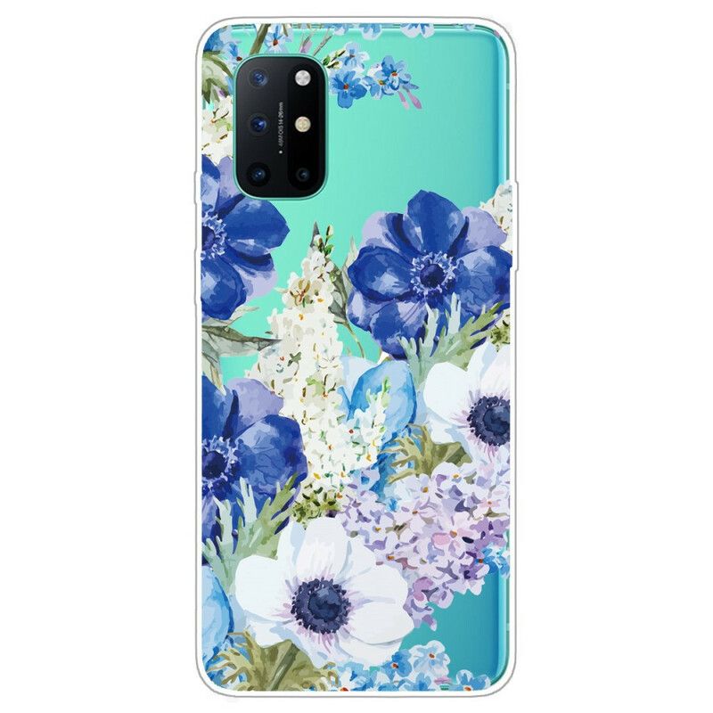 Mobilcover OnePlus 8T Akvarel Blå Blomster Sømløs