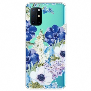 Mobilcover OnePlus 8T Akvarel Blå Blomster Sømløs