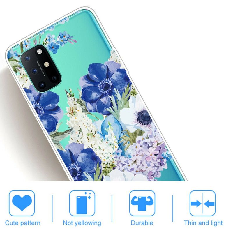 Mobilcover OnePlus 8T Akvarel Blå Blomster Sømløs