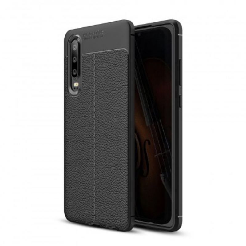 Cover Huawei P30 Dobbelt Linje Litchi Læder Effekt