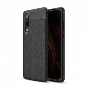 Cover Huawei P30 Dobbelt Linje Litchi Læder Effekt