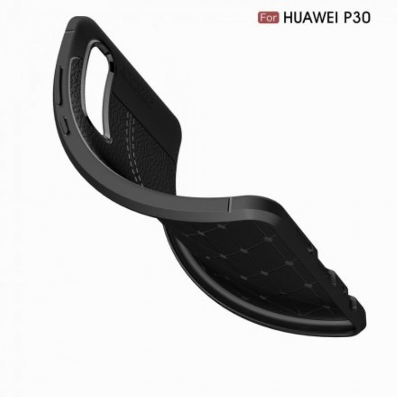 Cover Huawei P30 Dobbelt Linje Litchi Læder Effekt