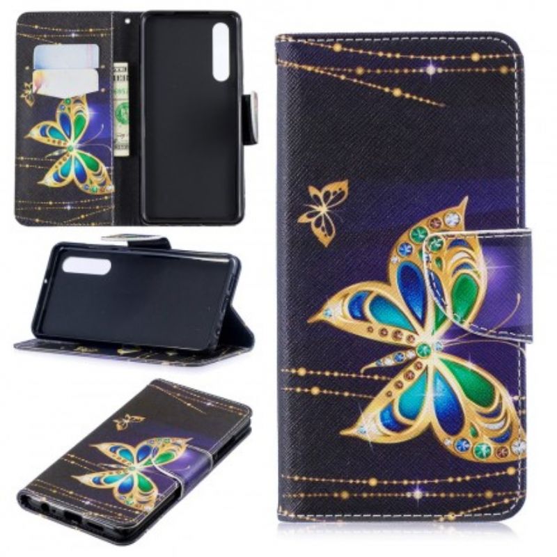 Flip Cover Huawei P30 Magisk Sommerfugl