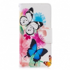 Flip Cover Huawei P30 Malede Sommerfugle Og Blomster