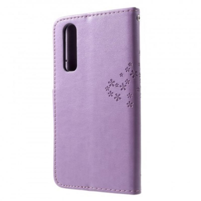 Flip Cover Huawei P30 Med Snor Træ Og Strappy Ugler