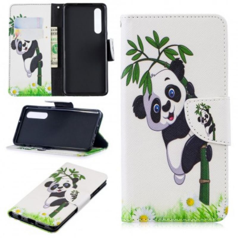 Flip Cover Huawei P30 Panda På Bambus