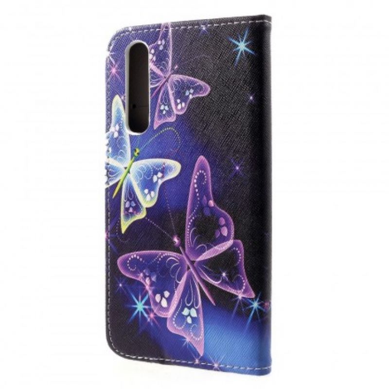 Flip Cover Huawei P30 Sommerfugle Og Blomster