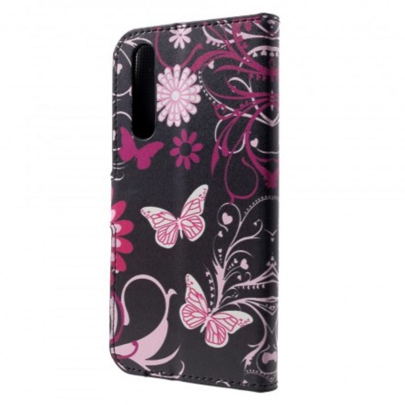 Flip Cover Huawei P30 Sommerfugle Og Blomster