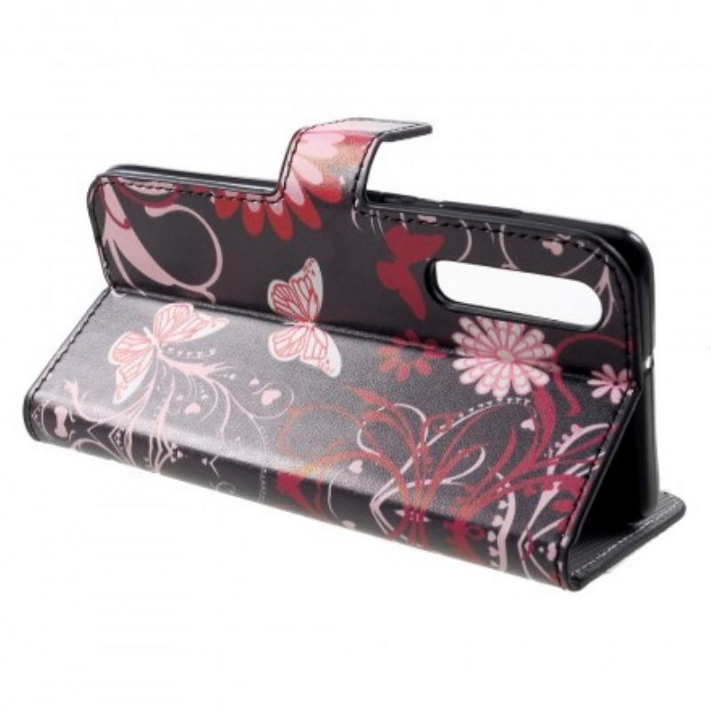 Flip Cover Huawei P30 Sommerfugle Og Blomster