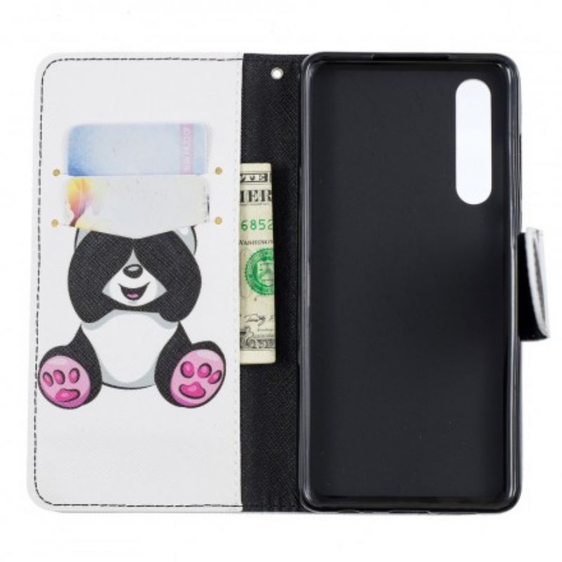 Læder Cover Huawei P30 Panda Sjov