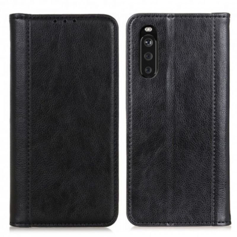 Cover Sony Xperia 10 III Flip Cover Elegance Split Litchi Læder