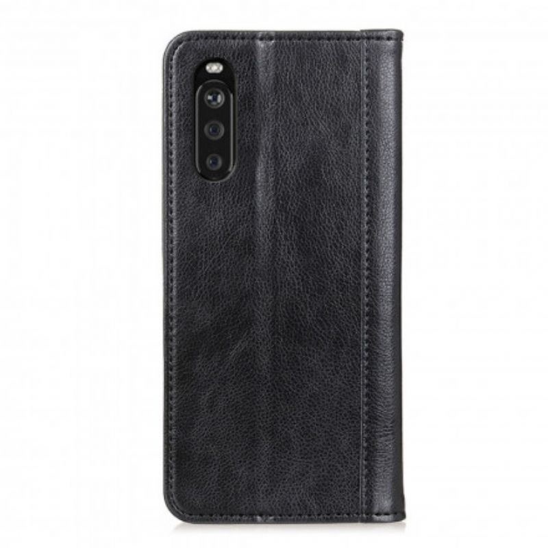 Cover Sony Xperia 10 III Flip Cover Elegance Split Litchi Læder