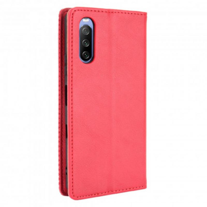 Cover Sony Xperia 10 III Flip Cover Vintage Stiliseret Lædereffekt