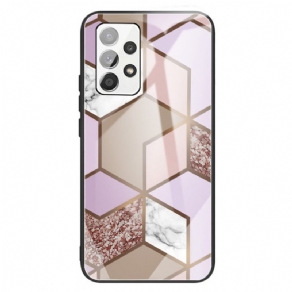 Cover Samsung Galaxy A13 Geometri Marmor Hærdet Glas