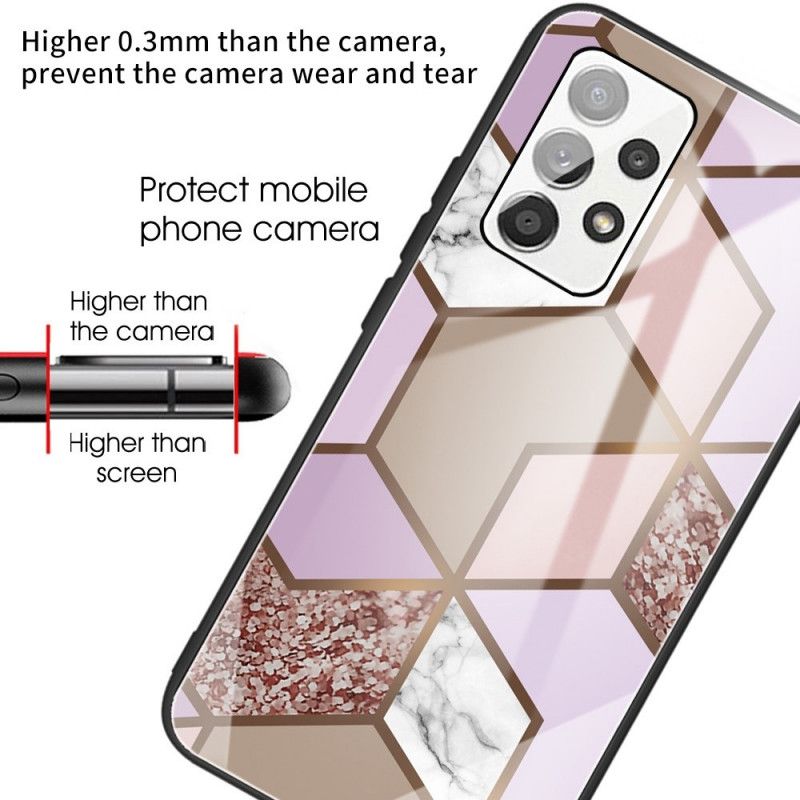 Cover Samsung Galaxy A13 Geometri Marmor Hærdet Glas