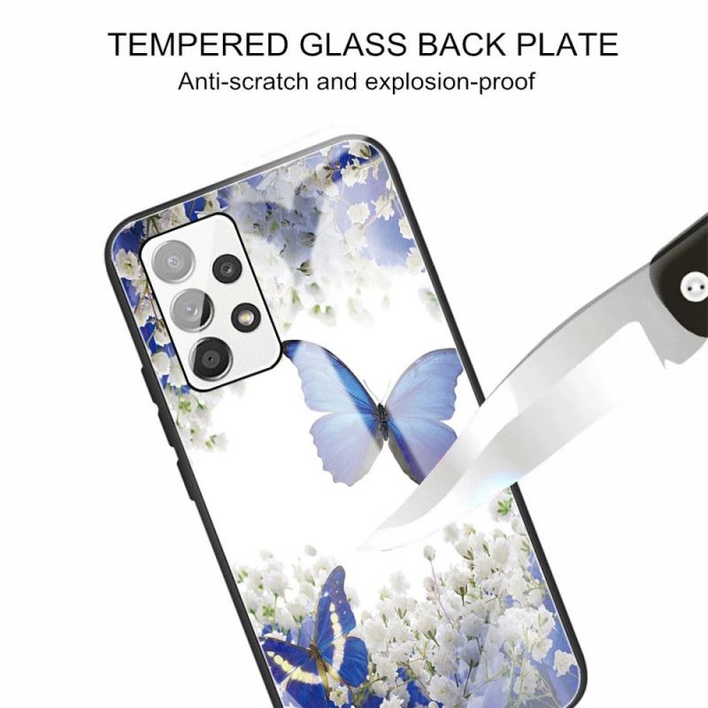 Cover Samsung Galaxy A13 Sommerfugledesign Af Hærdet Glas