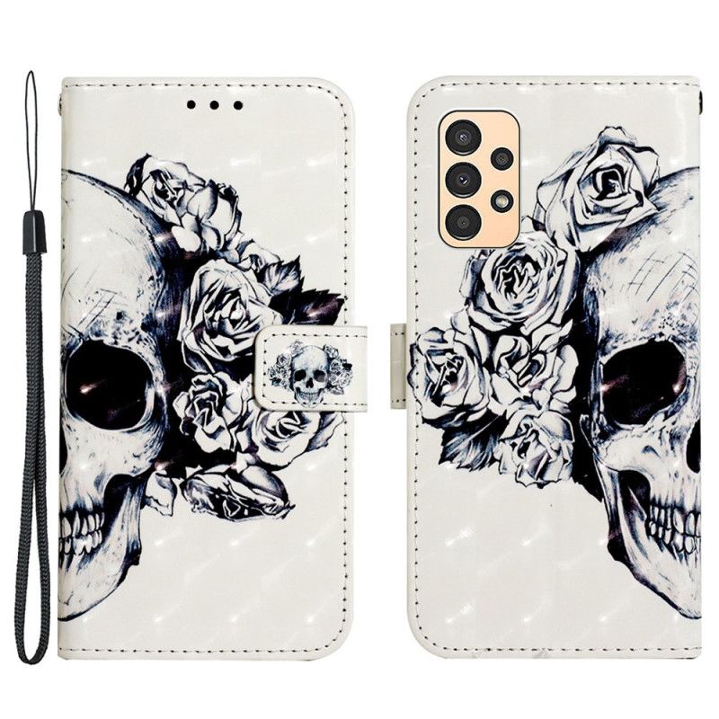 Flip Cover Samsung Galaxy A13 Med Snor Floral Strappy Skull