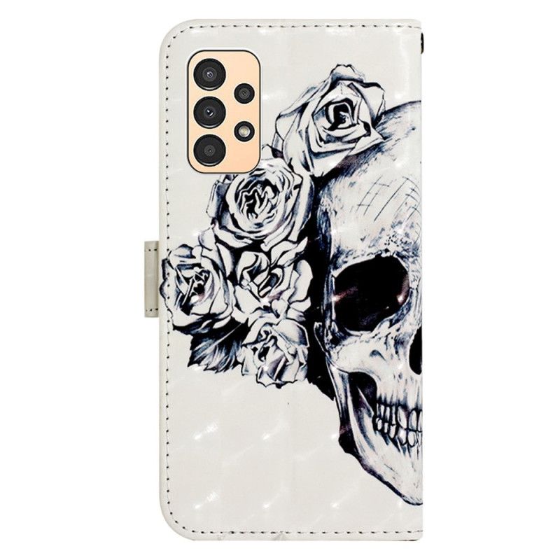 Flip Cover Samsung Galaxy A13 Med Snor Floral Strappy Skull