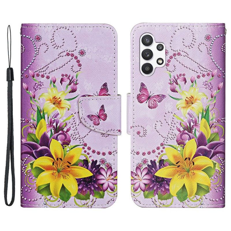 Flip Cover Samsung Galaxy A13 Mestersommerfugle Med Snor