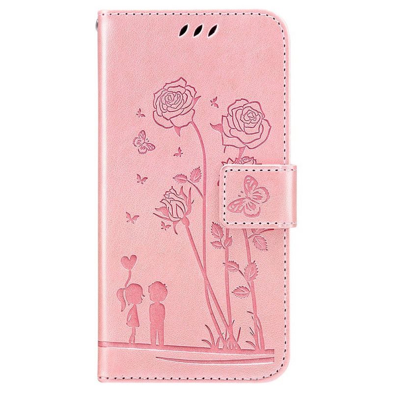 Læder Cover Samsung Galaxy A13 Med Snor Romantiske Strappy Roses