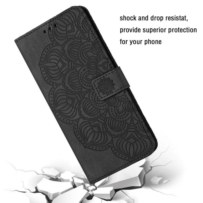 Læder Cover Samsung Galaxy A13 Med Snor Vintage Strappy Mandala