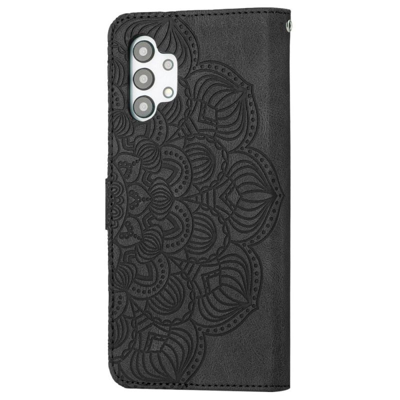 Læder Cover Samsung Galaxy A13 Med Snor Vintage Strappy Mandala