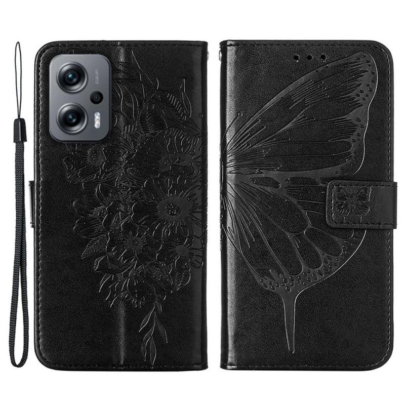 Flip Cover Poco X4 GT Med Snor Butterfly Style Rem