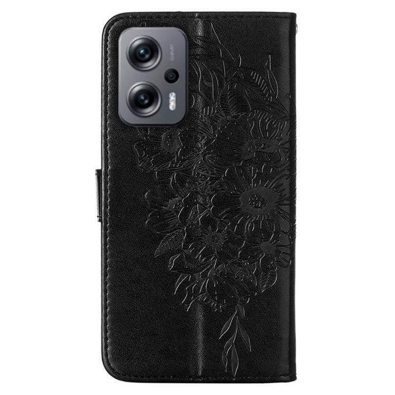 Flip Cover Poco X4 GT Med Snor Butterfly Style Rem