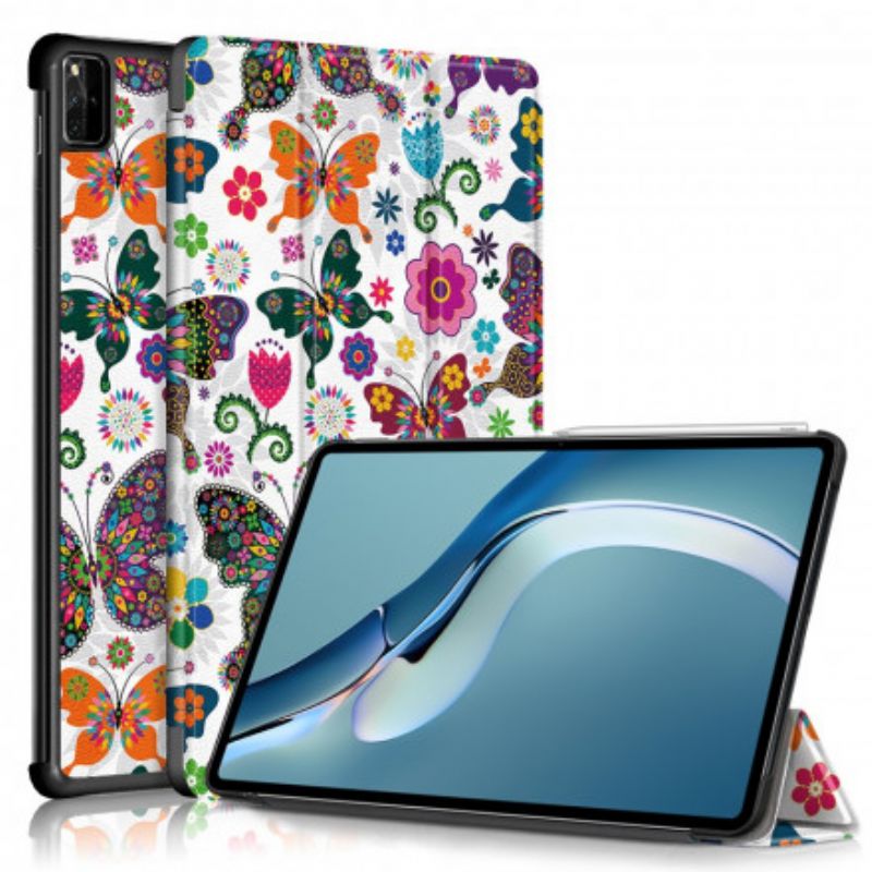 Cover Huawei MatePad Pro 12.6 Forbedrede Retro Sommerfugle Og Blomster