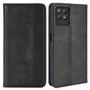 Cover Realme 8i Flip Cover Styliseret Vintage Lædereffekt