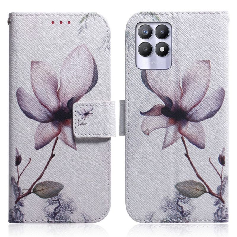 Flip Cover Realme 8i Gammel Rosenblomst