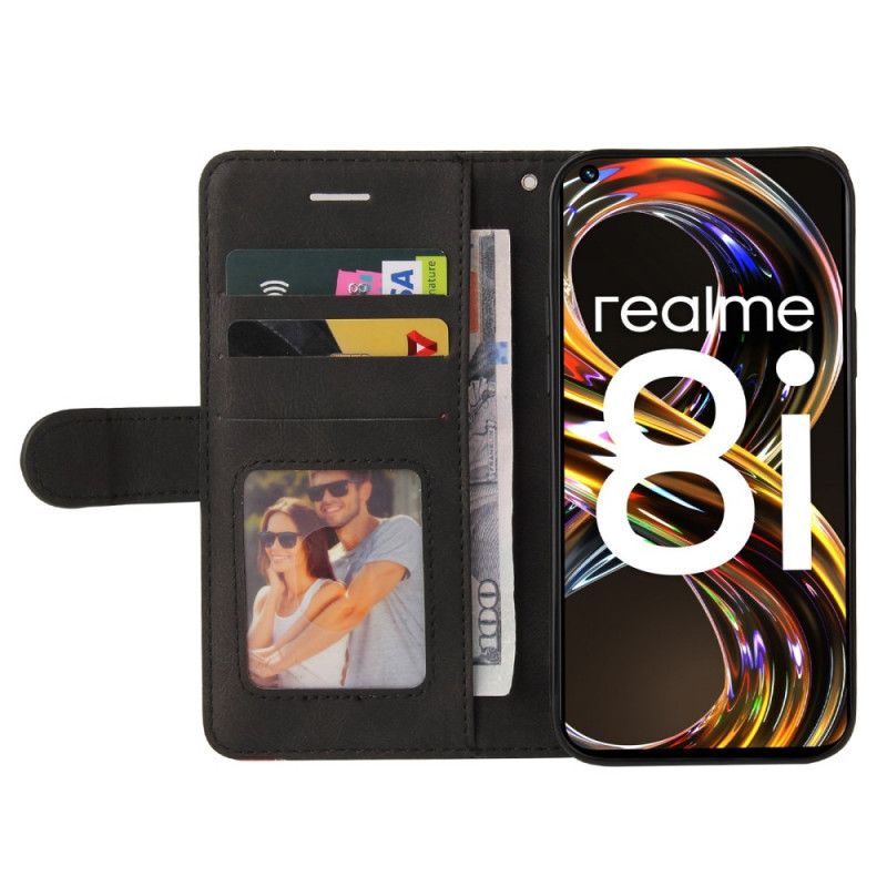 Flip Cover Realme 8i Signatur Tofarvet Imiteret Læder