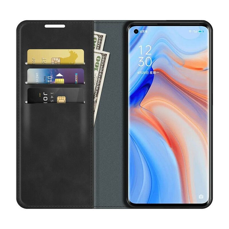 Cover Oppo Find X3 Neo Flip Cover Silkeagtig Lædereffekt