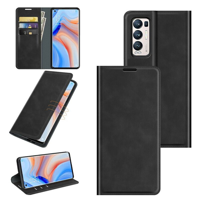 Cover Oppo Find X3 Neo Flip Cover Silkeagtig Lædereffekt