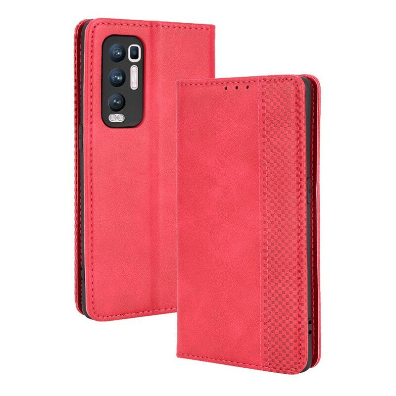 Cover Oppo Find X3 Neo Flip Cover Stylet Vintage Lædereffekt