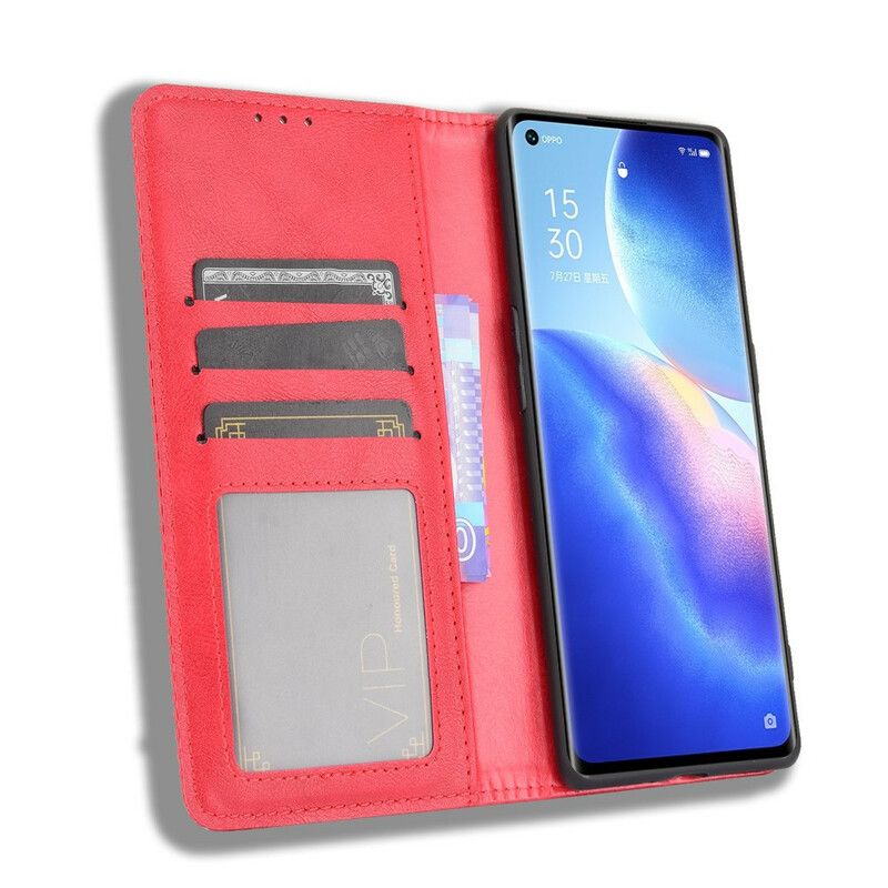 Cover Oppo Find X3 Neo Flip Cover Stylet Vintage Lædereffekt