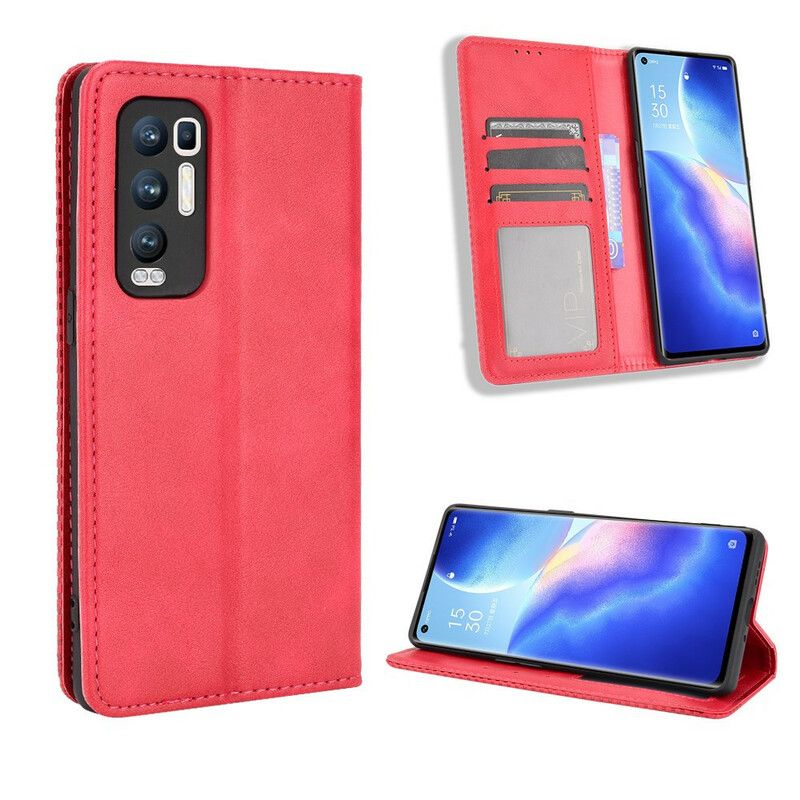 Cover Oppo Find X3 Neo Flip Cover Stylet Vintage Lædereffekt