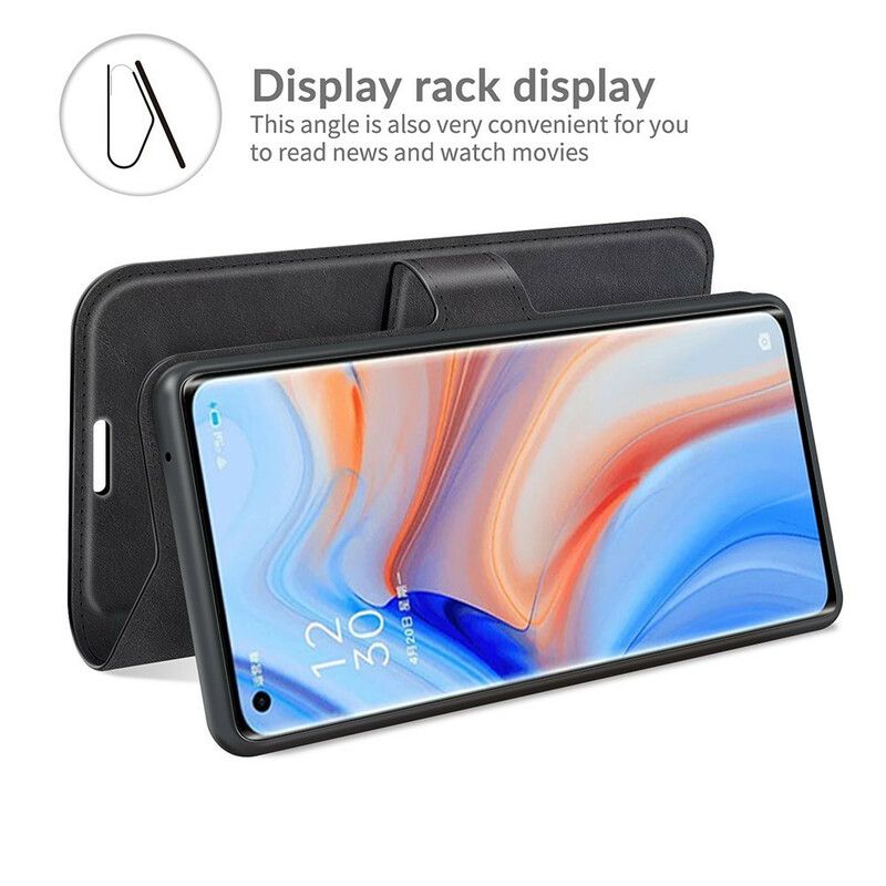 Flip Cover Oppo Find X3 Neo Ekstrem Slank Lædereffekt