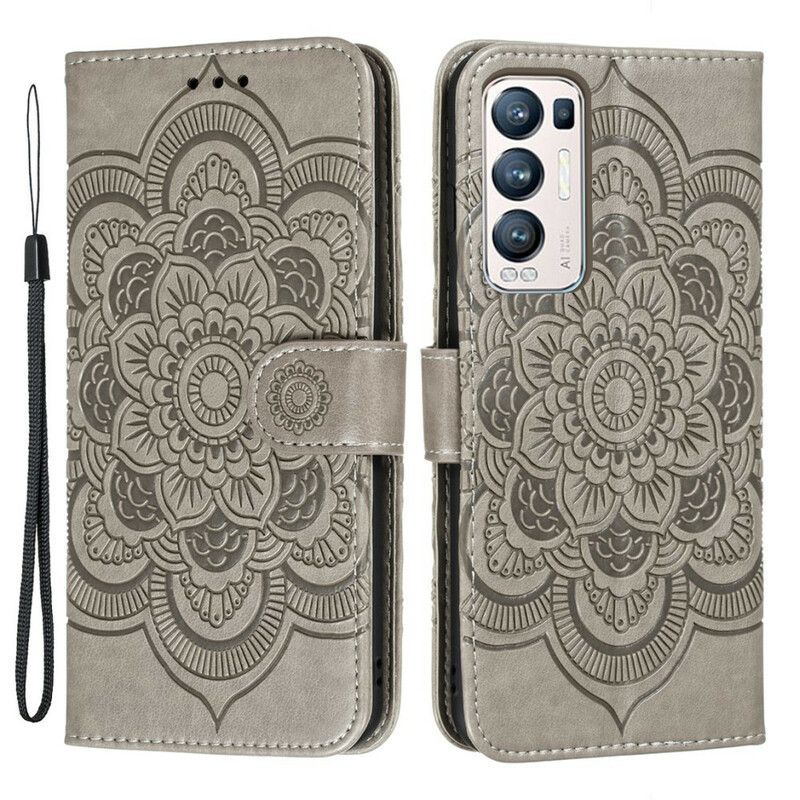 Flip Cover Oppo Find X3 Neo Med Snor Fuld Strappy Mandala